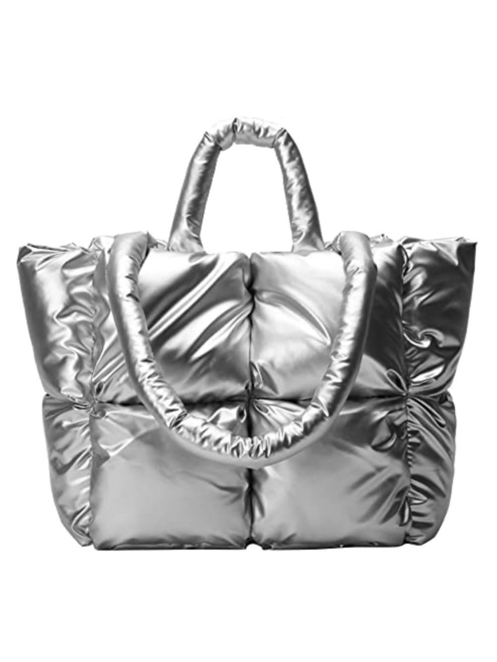 Marc Aurel Metallic Quilted Puffer Tote Bag